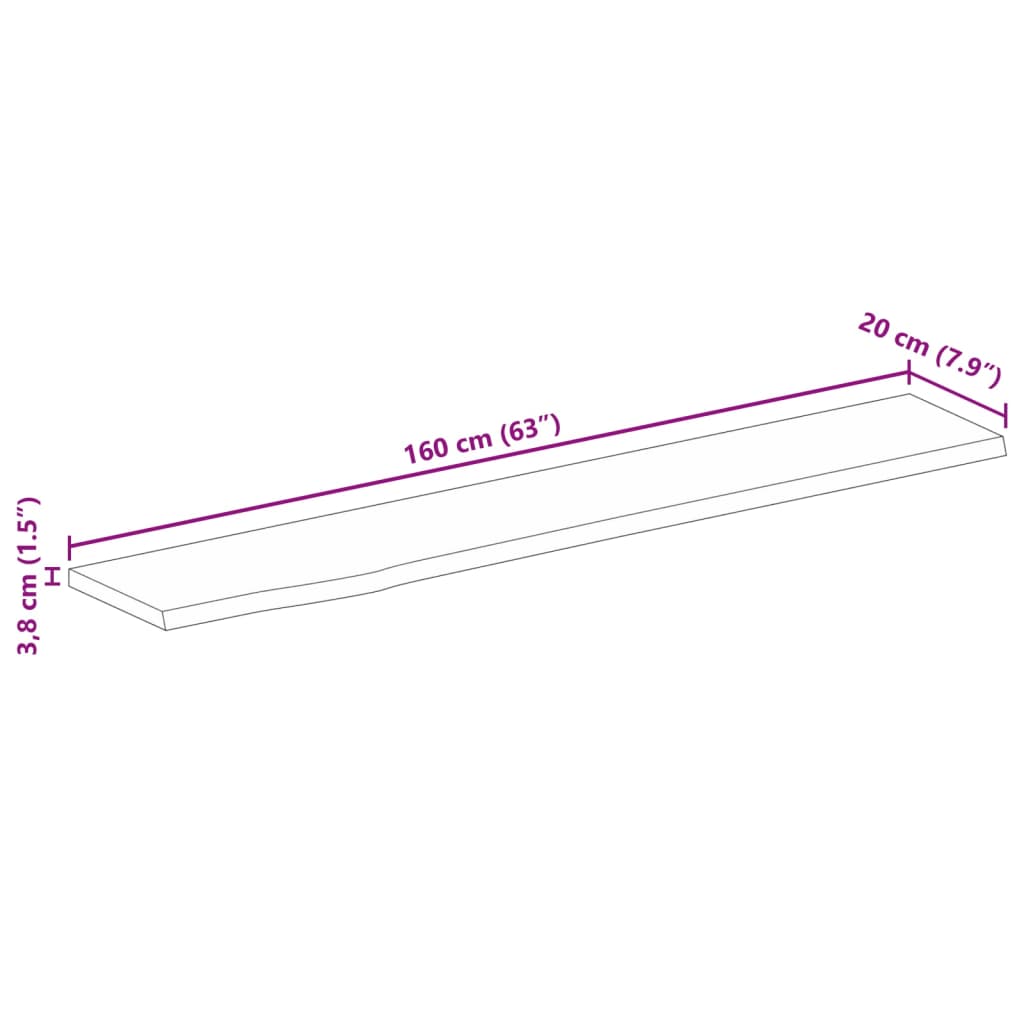vidaXL Επιφάνεια Τραπεζιού 160x20x3,8 εκ. Live Edge Μασίφ Ξύλο Μάνγκο