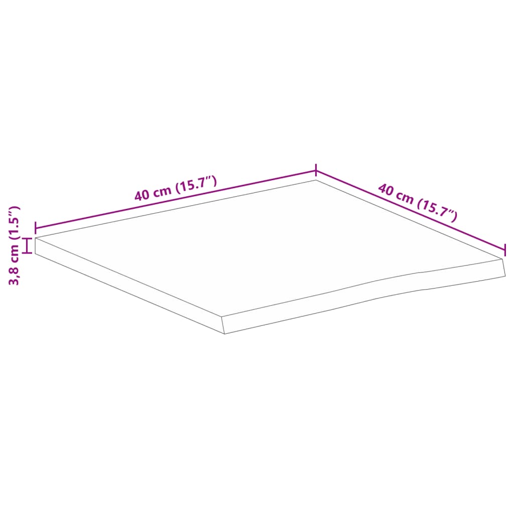 vidaXL Επιφάνεια Τραπεζιού 40x40x3,8 εκ. Live Edge Μασίφ Ξύλο Μάνγκο