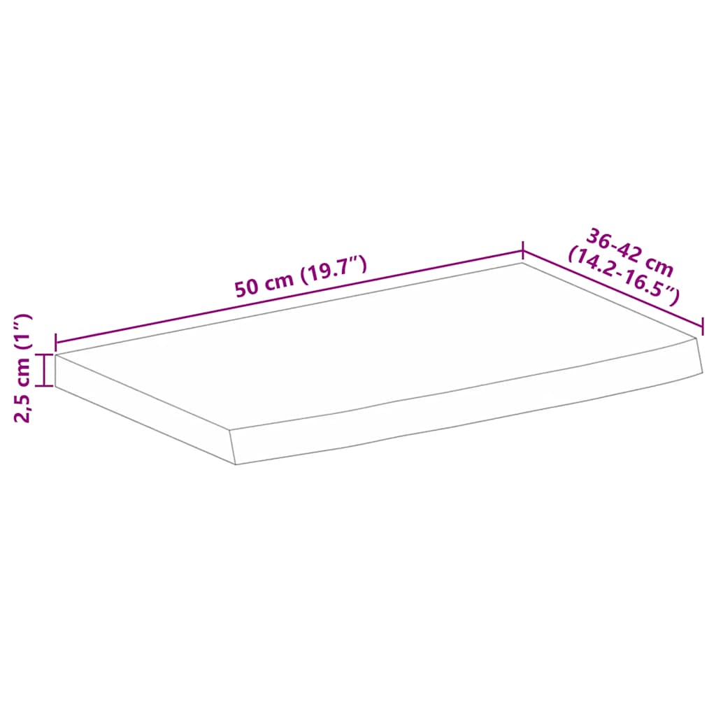 vidaXL Επιφάνεια Τραπεζιού 50x40x2,5 εκ. Live Edge Μασίφ Ξύλο Μάνγκο