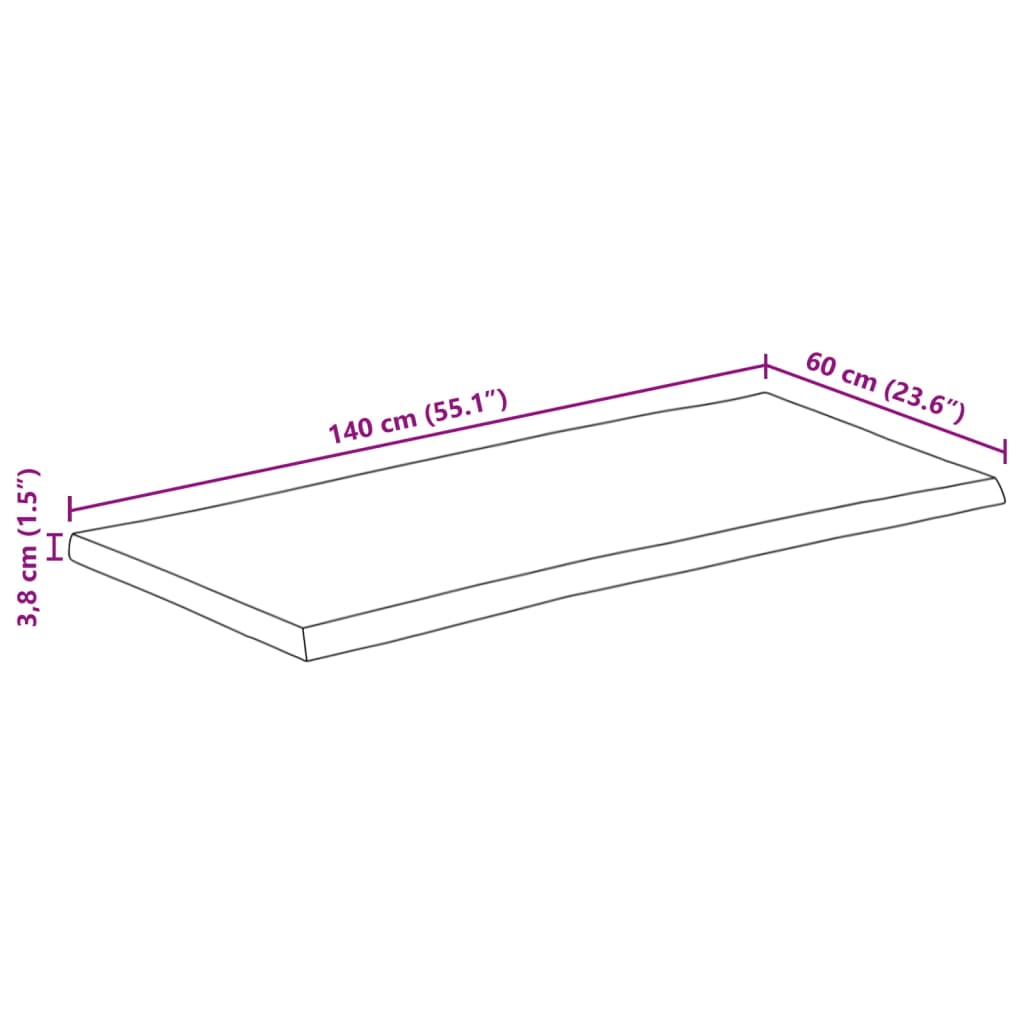 vidaXL Επιφάνεια Τραπεζιού 140x60x3,8 εκ. Live Edge Μασίφ Ξύλο Μάνγκο