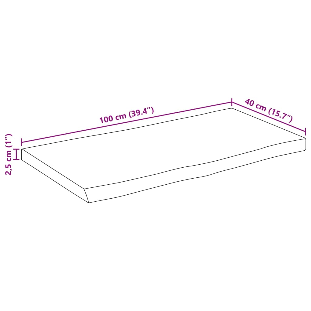 vidaXL Επιφάνεια Τραπεζιού 100x40x2,5 εκ. Live Edge Μασίφ Ξύλο Μάνγκο