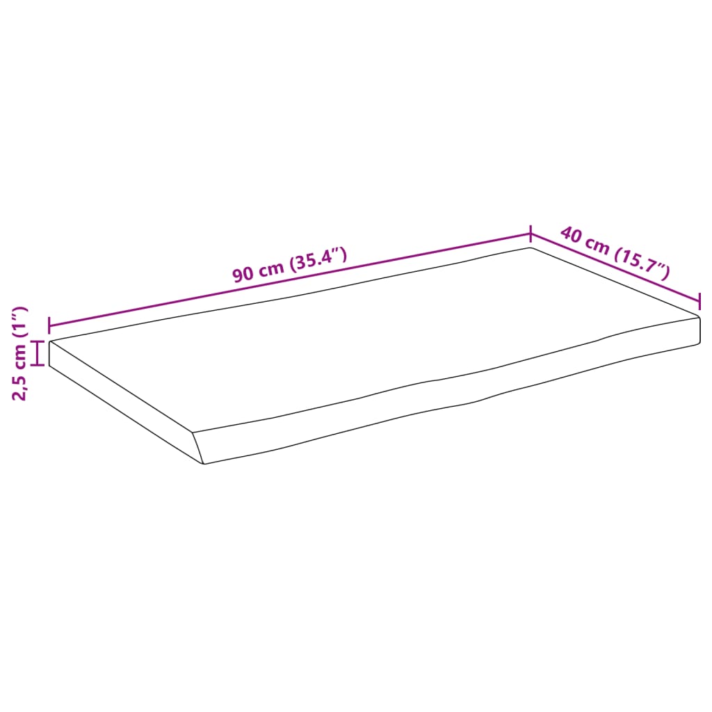 vidaXL Επιφάνεια Τραπεζιού 90x40x2,5 εκ. Live Edge Μασίφ Ξύλο Μάνγκο