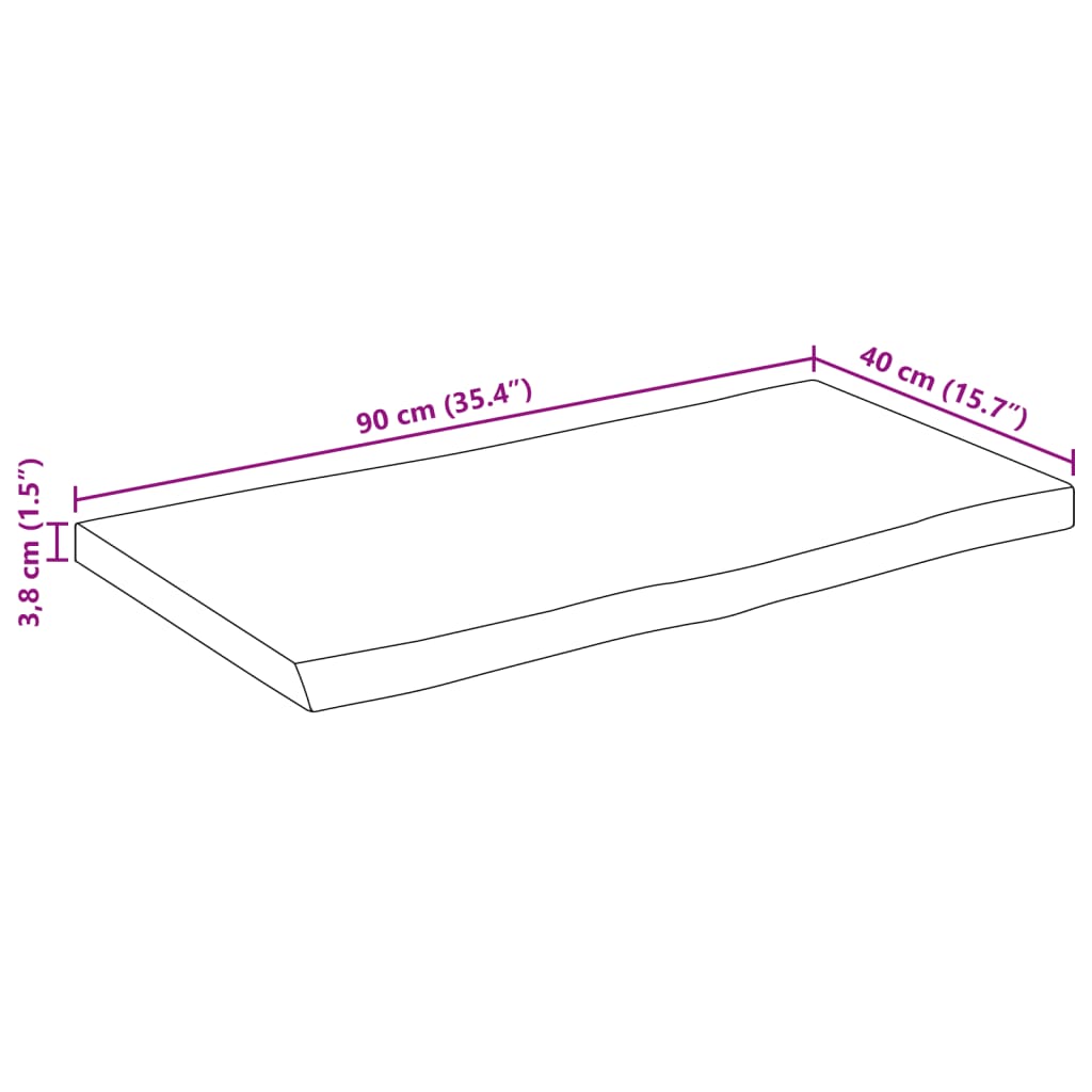 vidaXL Επιφάνεια Τραπεζιού 90x40x3,8 εκ. Live Edge Μασίφ Ξύλο Μάνγκο