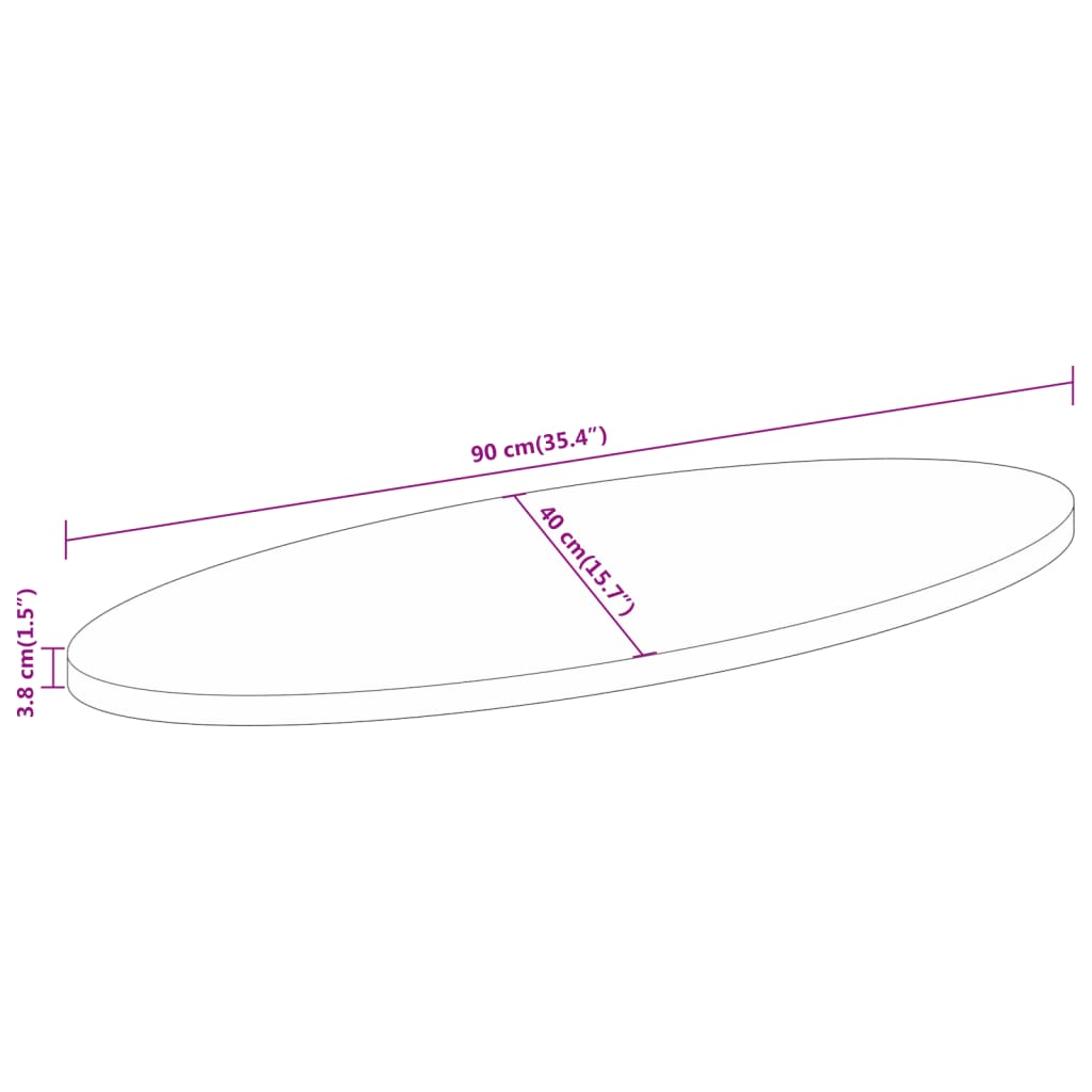 vidaXL Επιφάνεια Τραπεζιού Οβάλ 90x40x3,8 εκ. Μασίφ Ξύλο Ακακίας