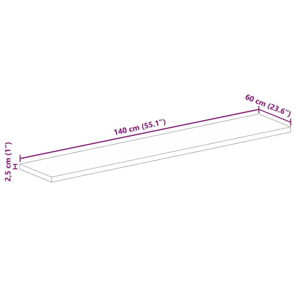 vidaXL Επιφάνεια Τραπεζιού Ορθογώνια 140x60x2,5 εκ. Μασίφ Ξύλο Ακακίας