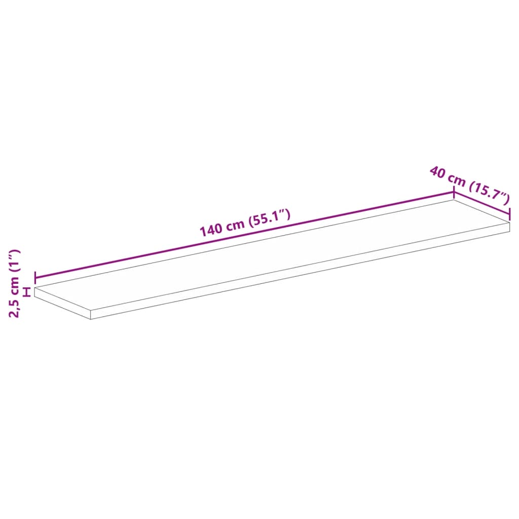 vidaXL Επιφάνεια Τραπεζιού Ορθογώνια 140x40x2,5 εκ. Μασίφ Ξύλο Μάνγκο