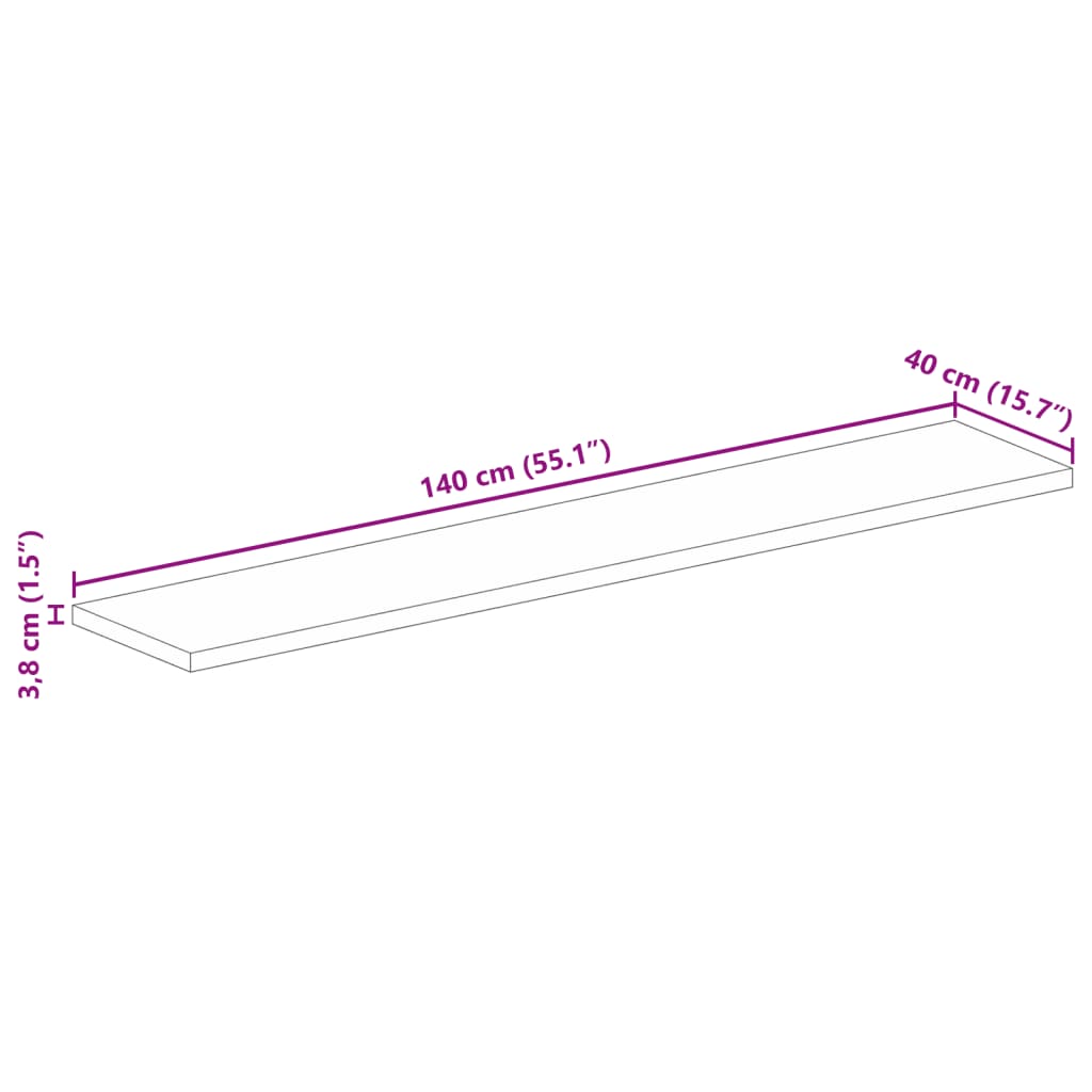 vidaXL Επιτραπέζια επιφάνεια 140x40x3,8 m Ορθογώνια από μασίφ ξύλο