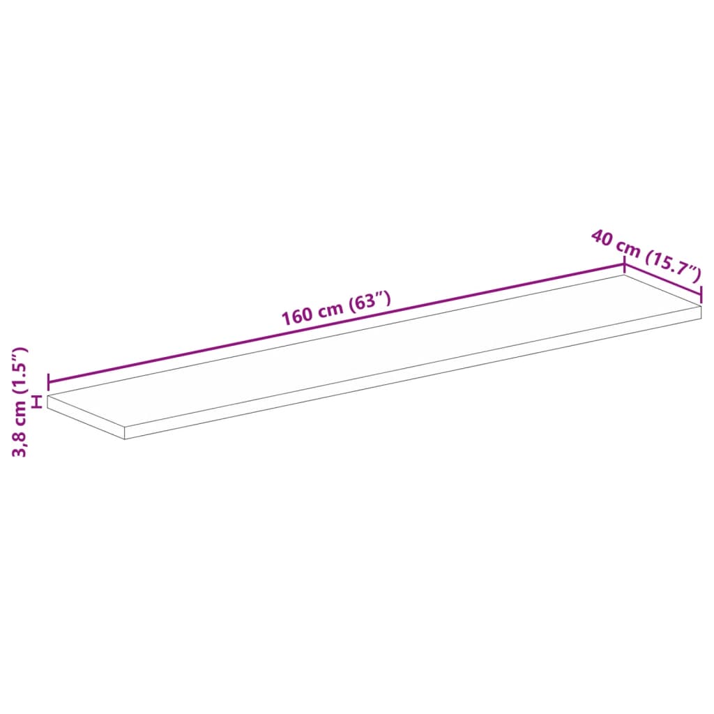 vidaXL Επιτραπέζια επιφάνεια 160x40x3,8 cm Ορθογώνια από μασίφ