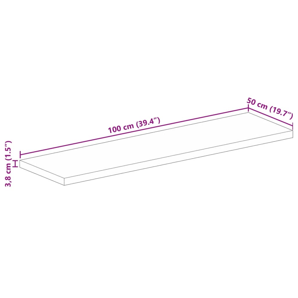 vidaXL Επιφάνεια Τραπεζιού Ορθογώνια 100x50x3,8 εκ. Μασίφ Ξύλο Μάνγκο