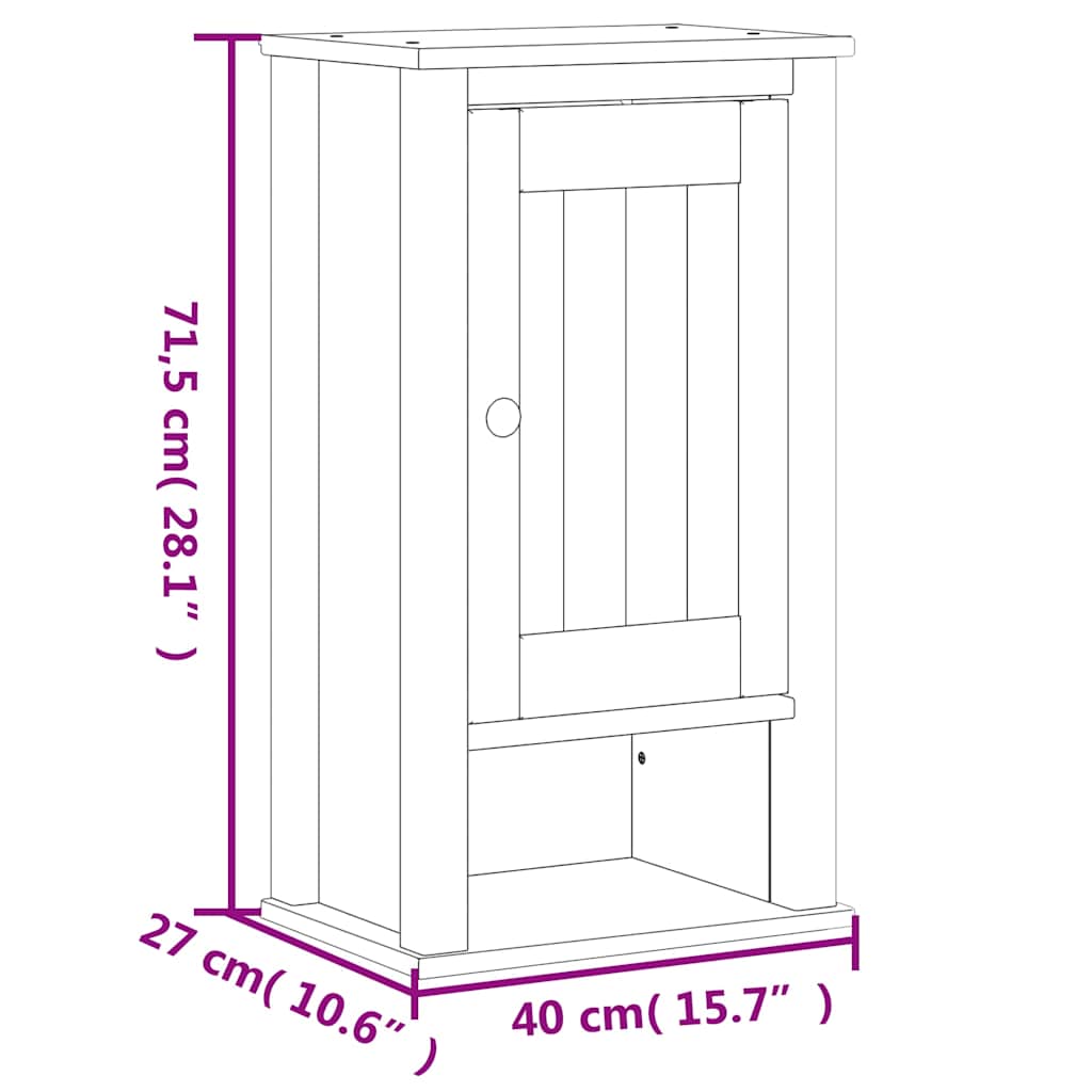 vidaXL Ντουλάπι Μπάνιου Επιτοίχιο BERG Μαύρο 40x27x71,5 εκ Μασίφ Πεύκο