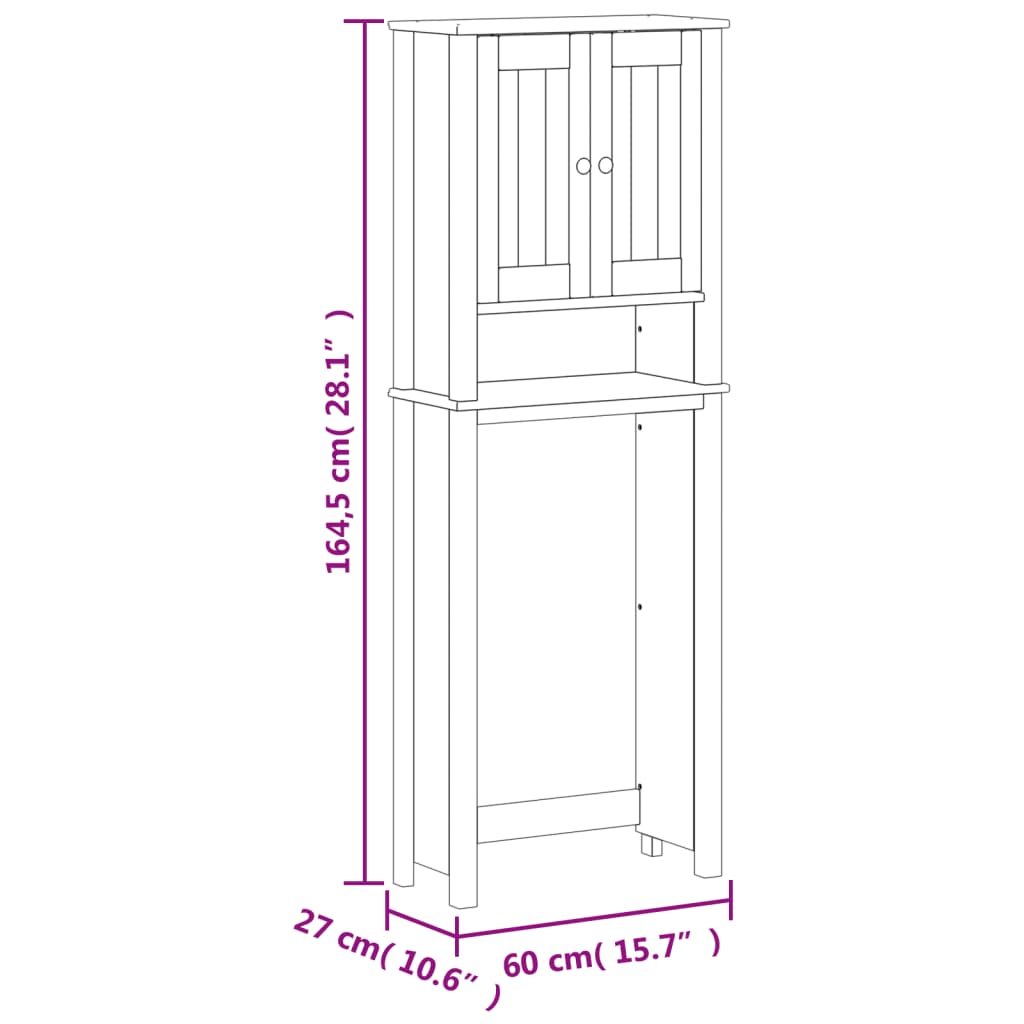vidaXL Ντουλάπι Τουαλέτας BERG Λευκό 60 x 27 x 164,5 εκ. Μασίφ Ξύλο