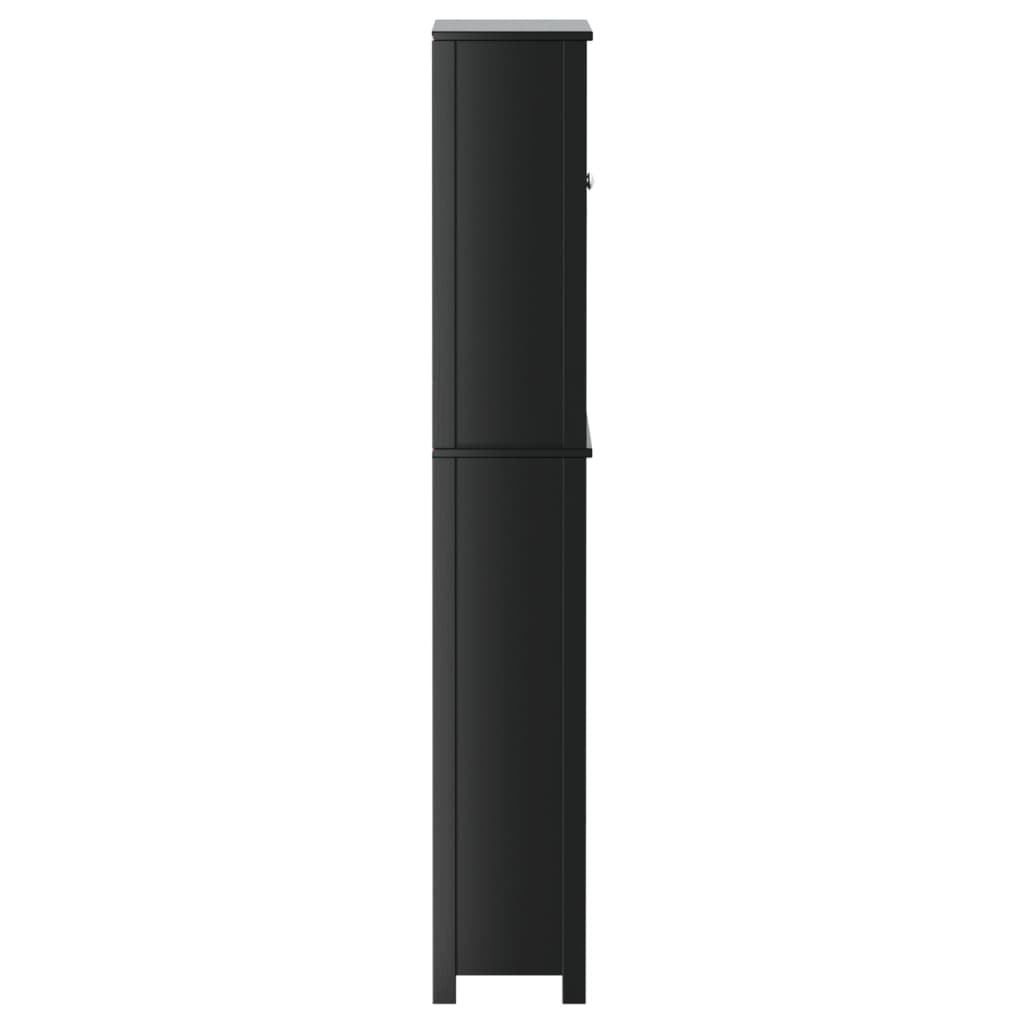 vidaXL Ντουλάπι Πλυντηρίου BERG Μαύρο 76x27x164,5 εκ. από Μασίφ Ξύλο