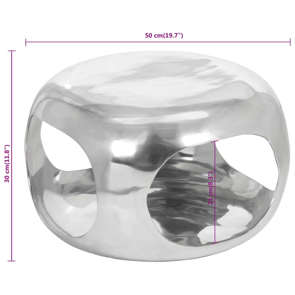 vidaXL Τραπεζάκι Σαλονιού Ασημί 50 x 50 x 30 εκ. από Αλουμίνιο