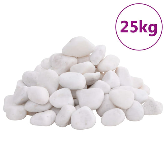vidaXL Βότσαλα Γυαλισμένα Λευκά 25 κ. 2-5 εκ.