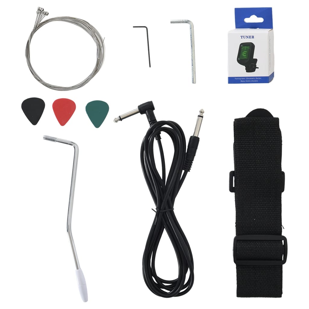 vidaXL Ηλεκτρική Κιθάρα για Αρχάριους Καφέ και Λευκό 4/4 39" με Θήκη