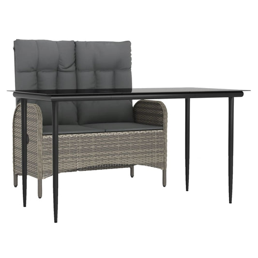 vidaXL Σετ Τραπεζαρίας Κήπου 2 τεμ. Γκρι Συνθ. Ρατάν με Μαξιλάρια