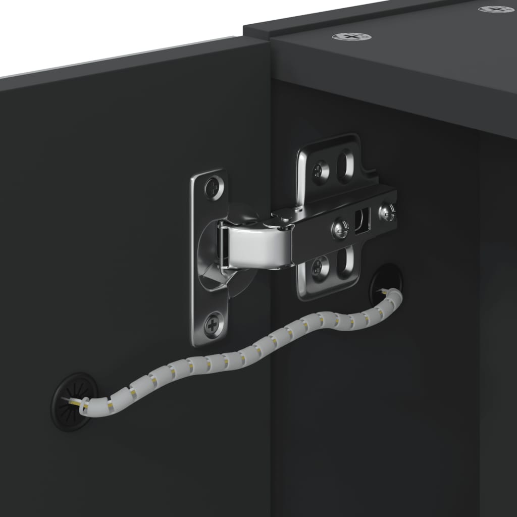 vidaXL Καθρέφτης Μπάνιου με Ντουλάπι & LED Μαύρο 45 x 13 x 52 εκ.