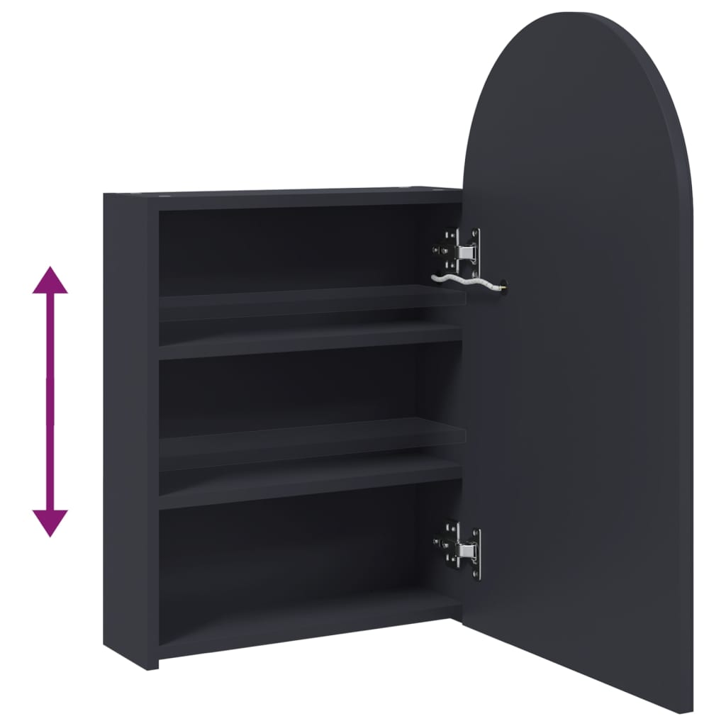 vidaXL Καθρέφτης Μπάνιου με Ντουλάπι & LED Αψίδα Γκρι 42x13x70 εκ.