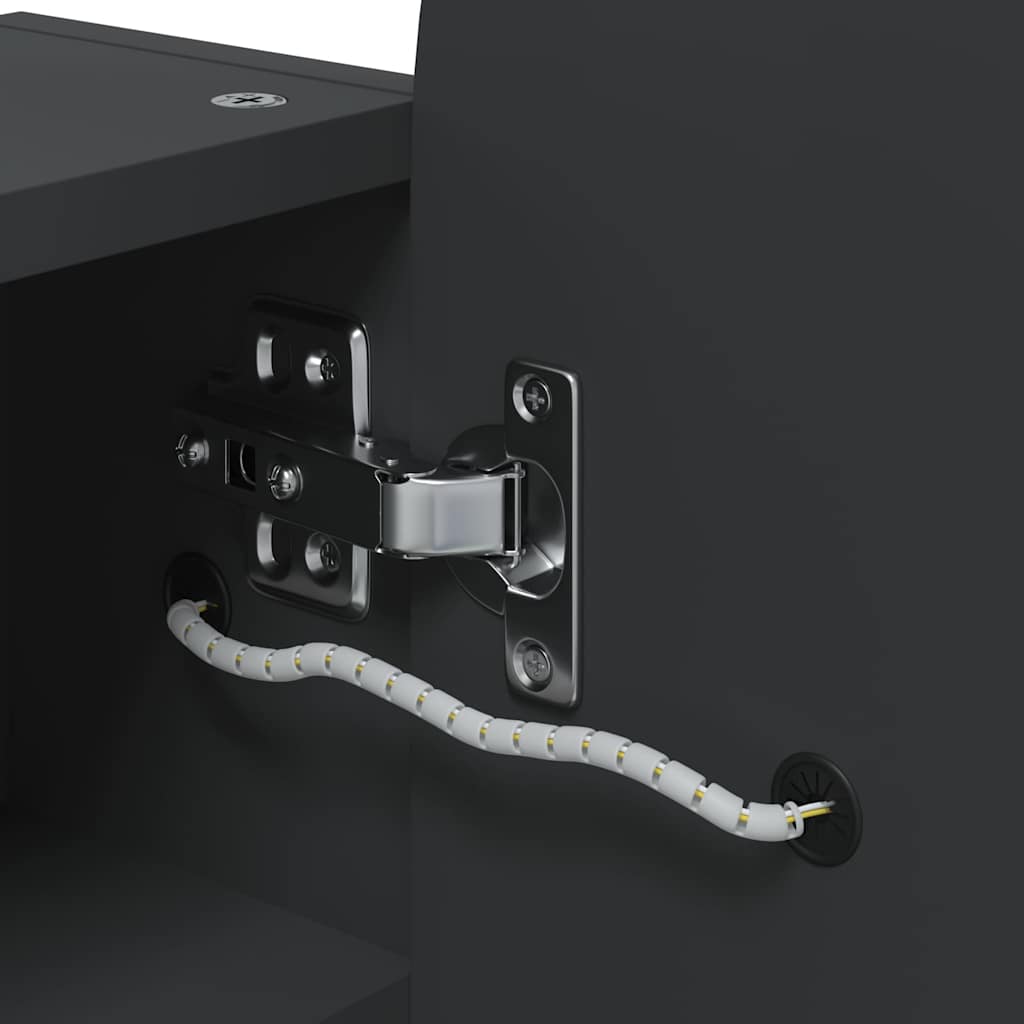 vidaXL Καθρέφτης Μπάνιου με Ντουλάπι & LED Αψίδα Μαύρο 42x13x70 εκ.