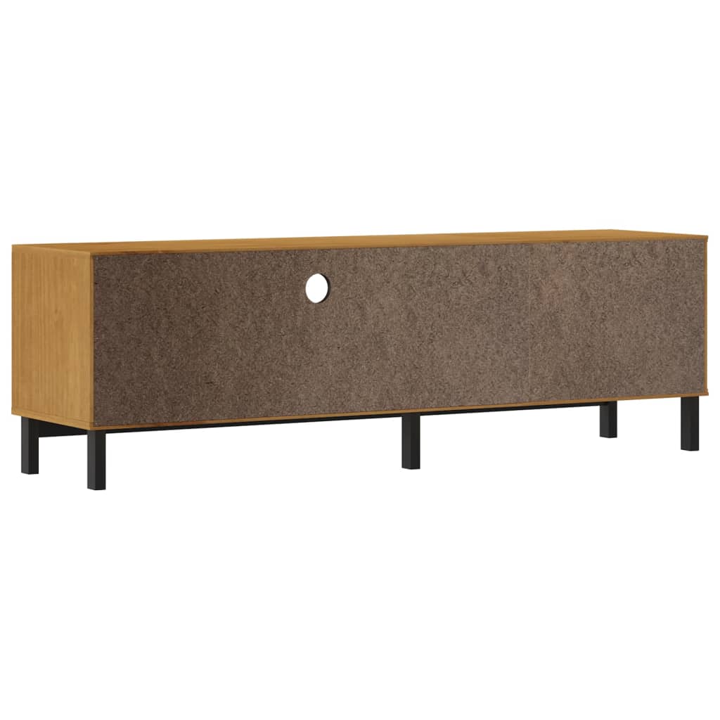 vidaXL Έπιπλο Τηλεόρασης FLAM 158x40x50 εκ. Μασίφ Πεύκο Γυάλινη Πόρτα