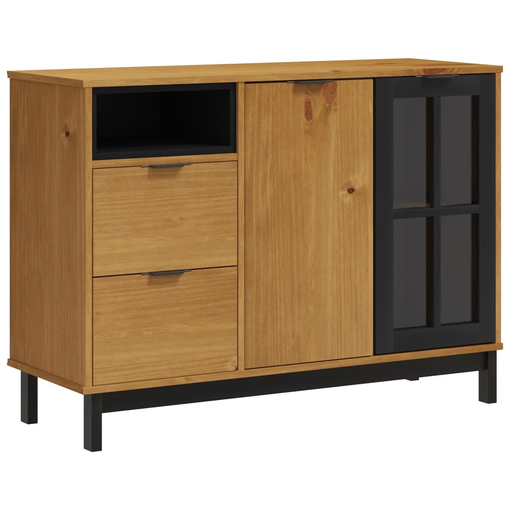 vidaXL Μπουφές FLAM 110x40x80εκ. από Μασίφ Ξύλο Πεύκο με Γυάλινη Πόρτα