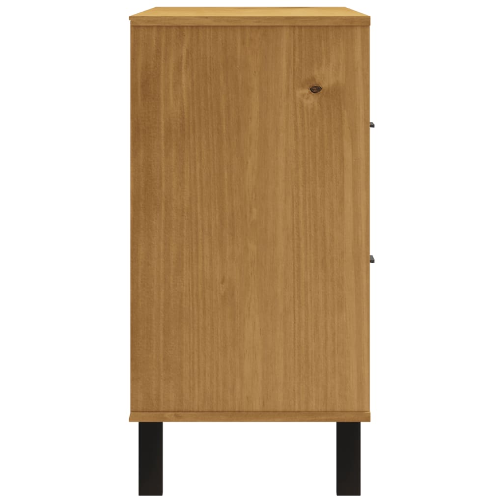 vidaXL Μπουφές FLAM 110x40x80εκ. από Μασίφ Ξύλο Πεύκο με Γυάλινη Πόρτα