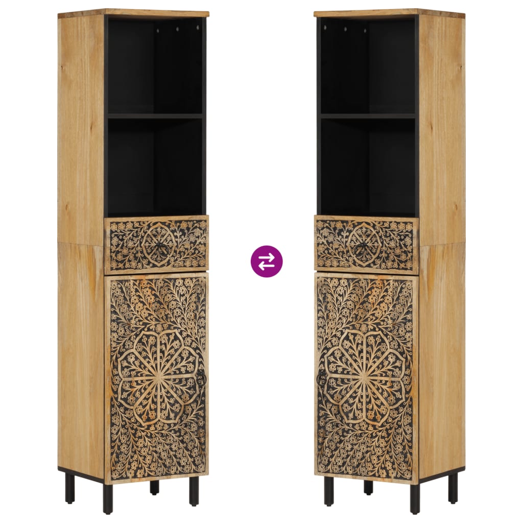 vidaXL Ντουλάπι Μπάνιου 38 x 33 x 160 εκ. από Μασίφ Ξύλο Μάνγκο