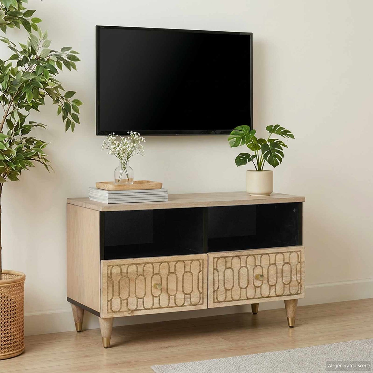 vidaXL Έπιπλο Τηλεόρασης 70 x 33 x 46 εκ. από Μασίφ Ξύλο Μάνγκο