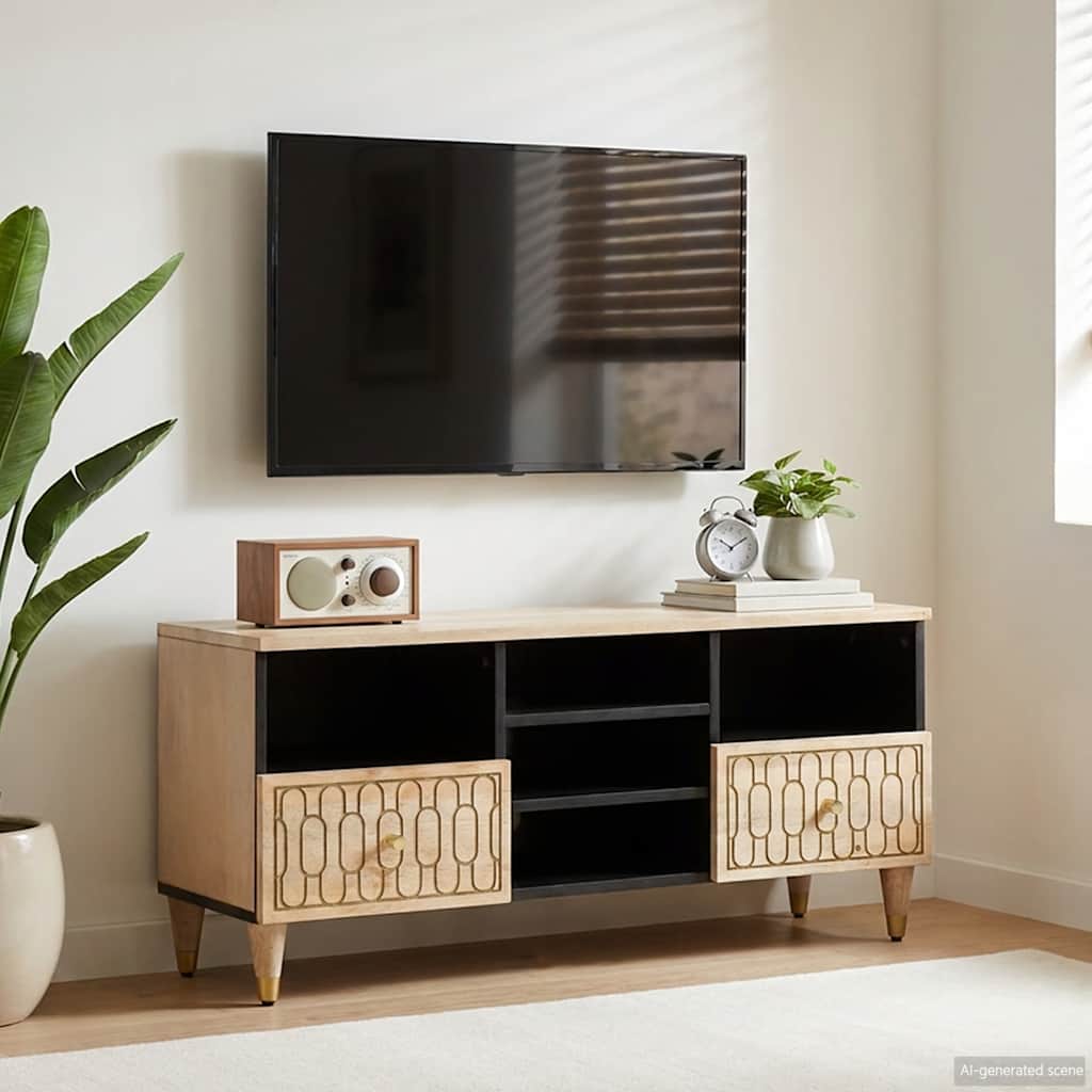 vidaXL Έπιπλο Τηλεόρασης 100 x 33 x 46 εκ. από Μασίφ Ξύλο Μάνγκο