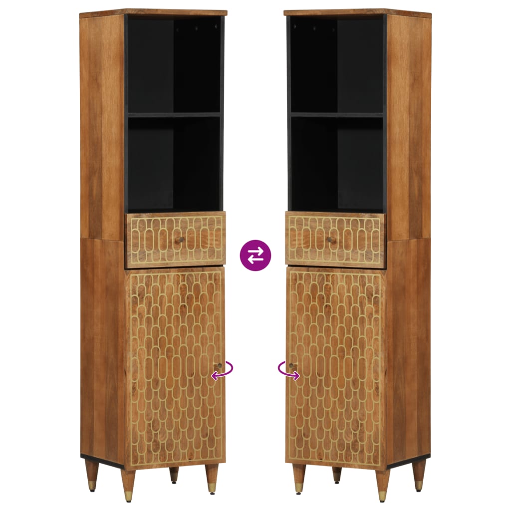vidaXL Ντουλάπι Μπάνιου 38 x 33 x 160 εκ. από Μασίφ Ξύλο Μάνγκο