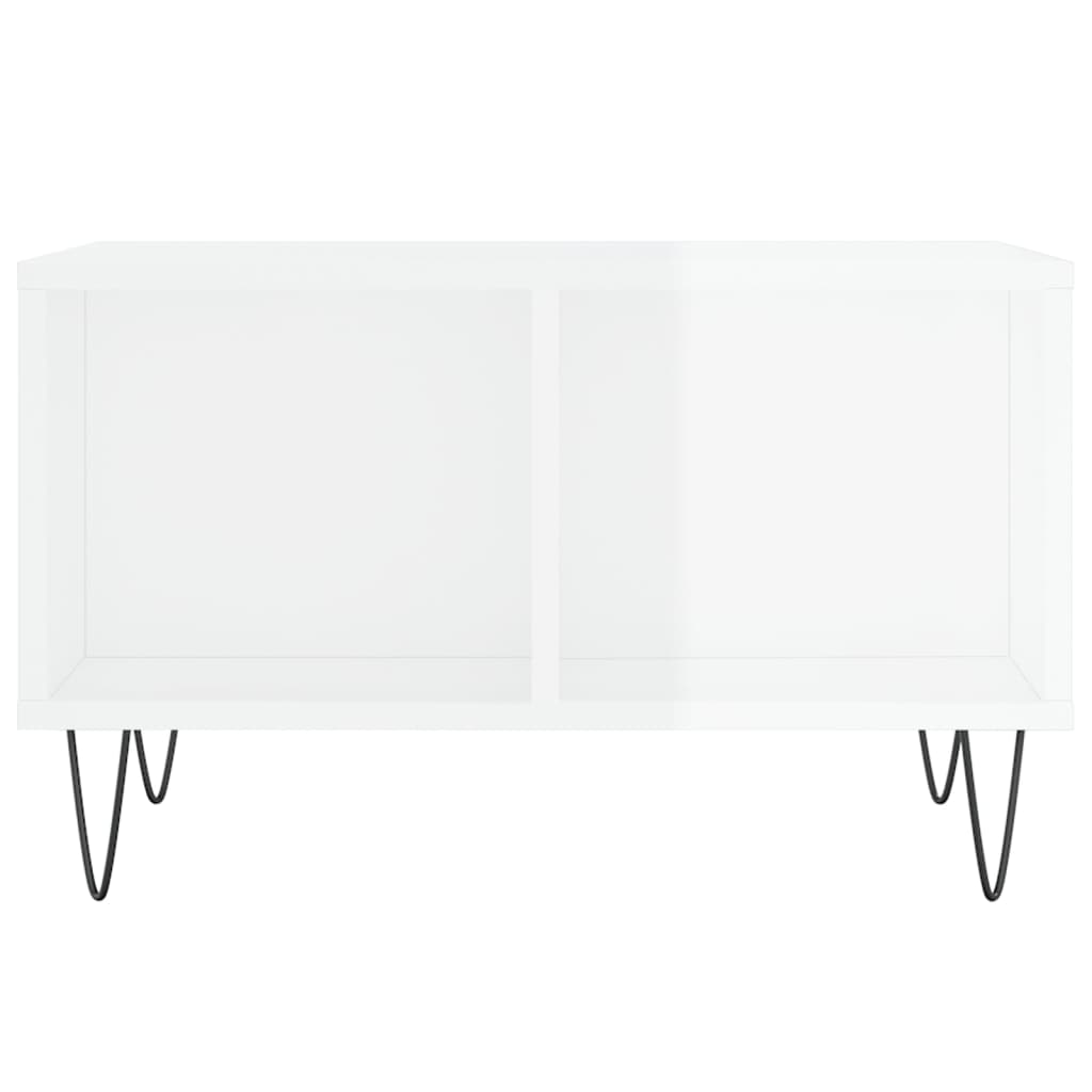 vidaXL Τραπεζάκι Σαλονιού Γυαλ. Λευκό 60x50x36,5 εκ. Επεξεργ. Ξύλο