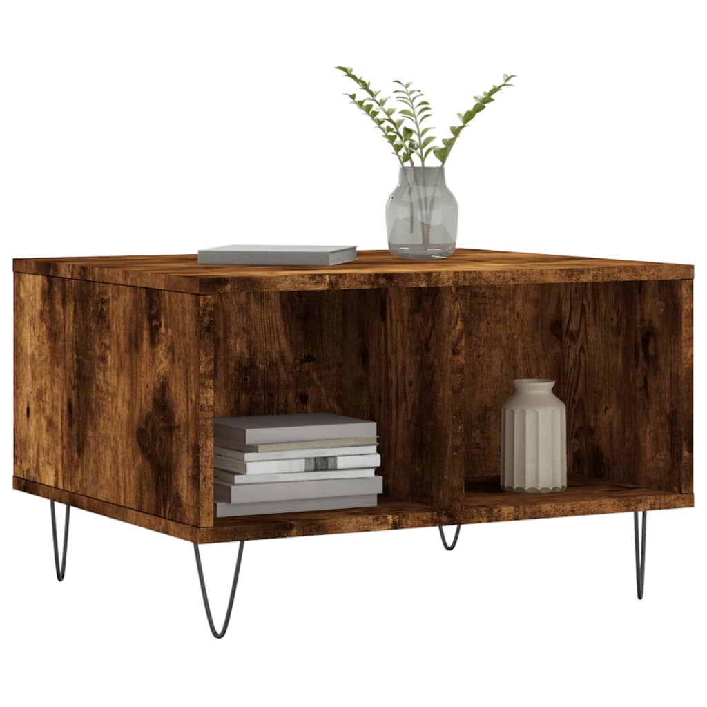 vidaXL Τραπεζάκι Σαλονιού Καπνιστή Δρυς 60x50x36,5εκ. Επεξεργασμ. Ξύλο