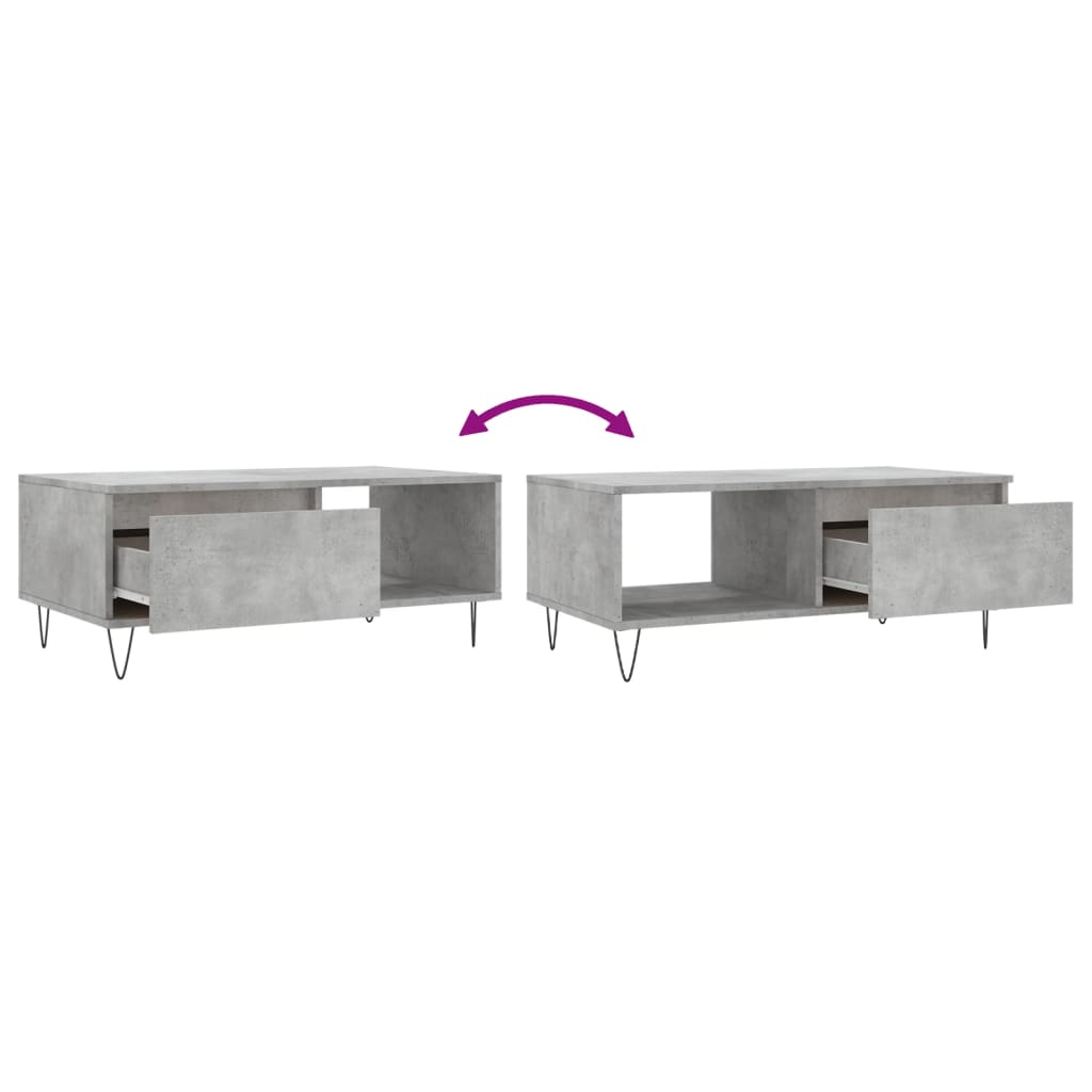 vidaXL Τραπεζάκι Σαλονιού Γκρι Σκυροδ. 90x50x36,5 εκ. Επεξεργ. Ξύλο