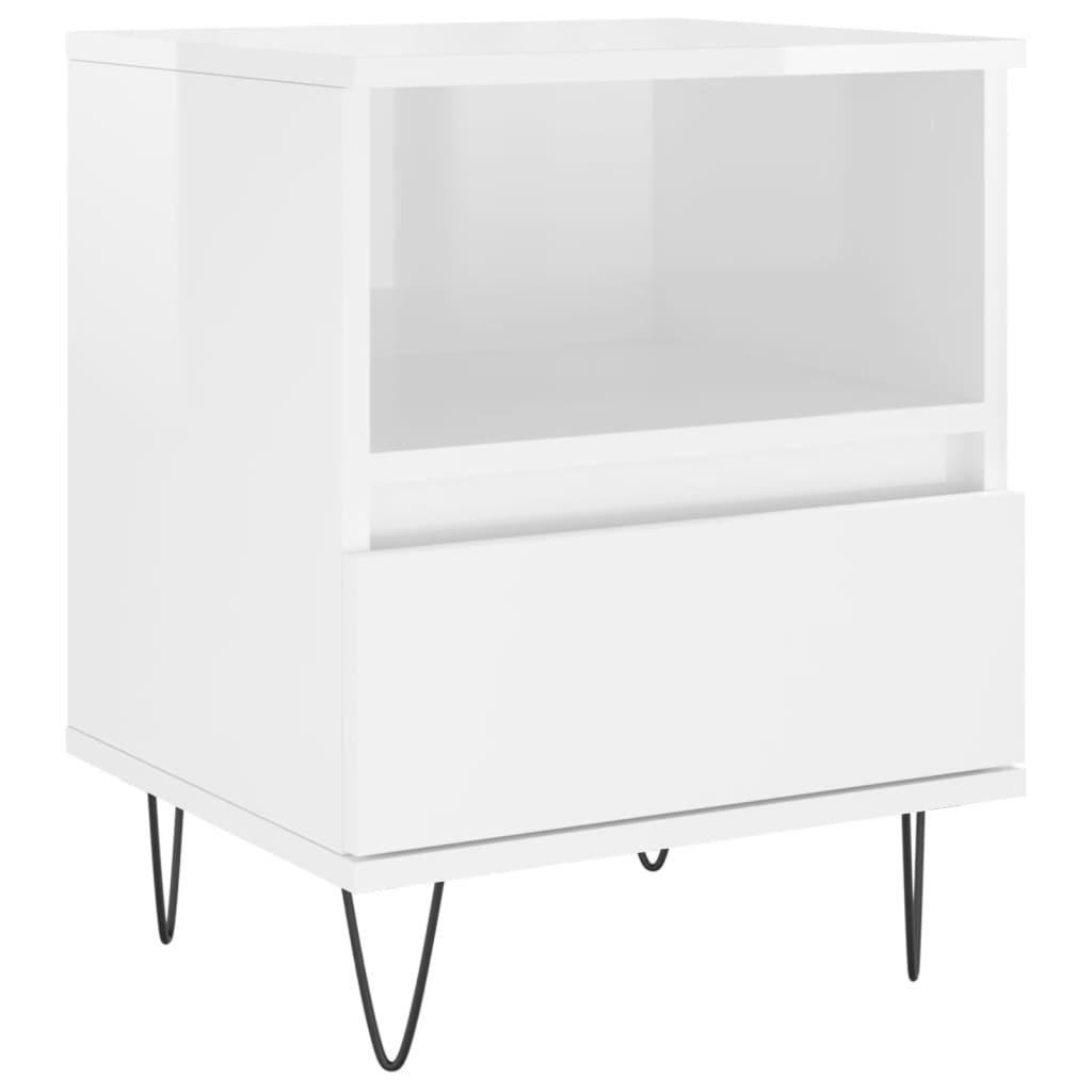 vidaXL Κομοδίνα 2 τεμ. Γυαλ. Λευκό 40 x 35 x 50 εκ. Επεξεργασμένο Ξύλο
