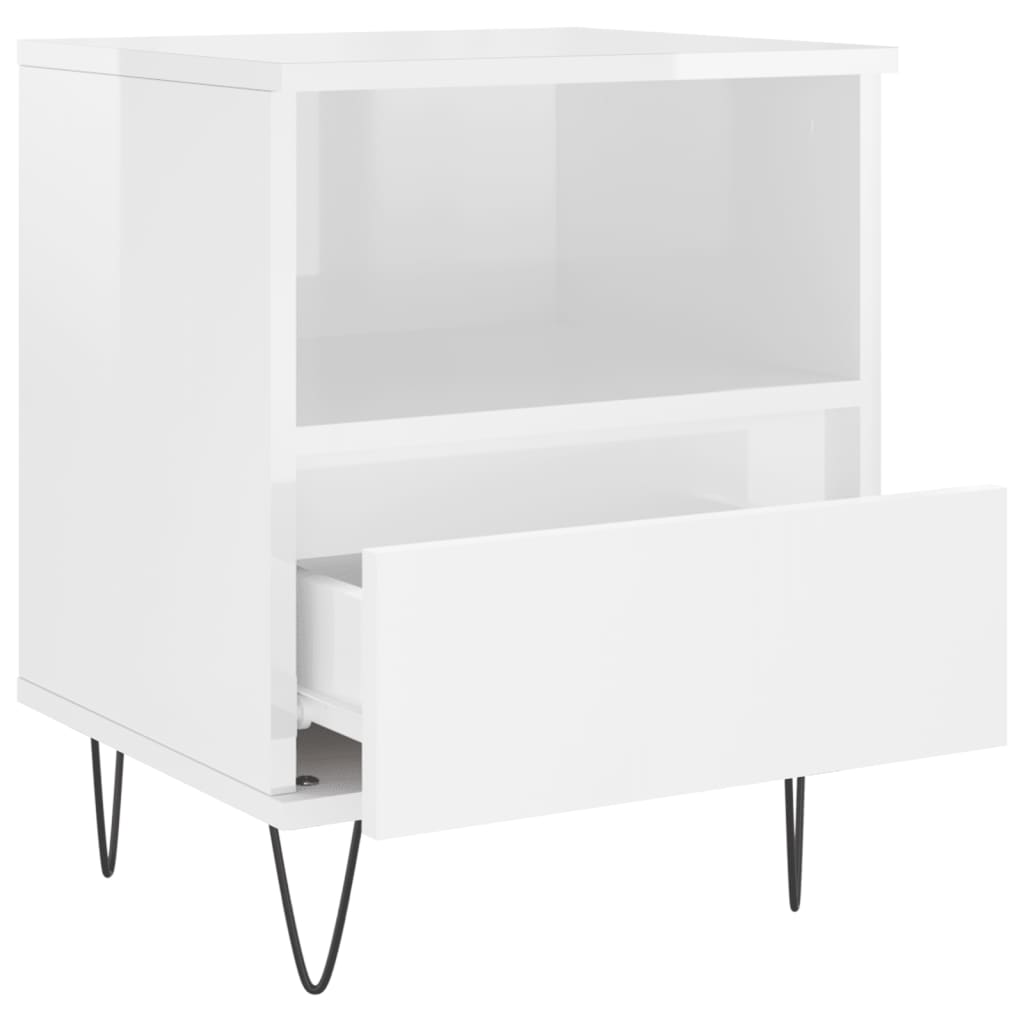 vidaXL Κομοδίνα 2 τεμ. Γυαλ. Λευκό 40 x 35 x 50 εκ. Επεξεργασμένο Ξύλο