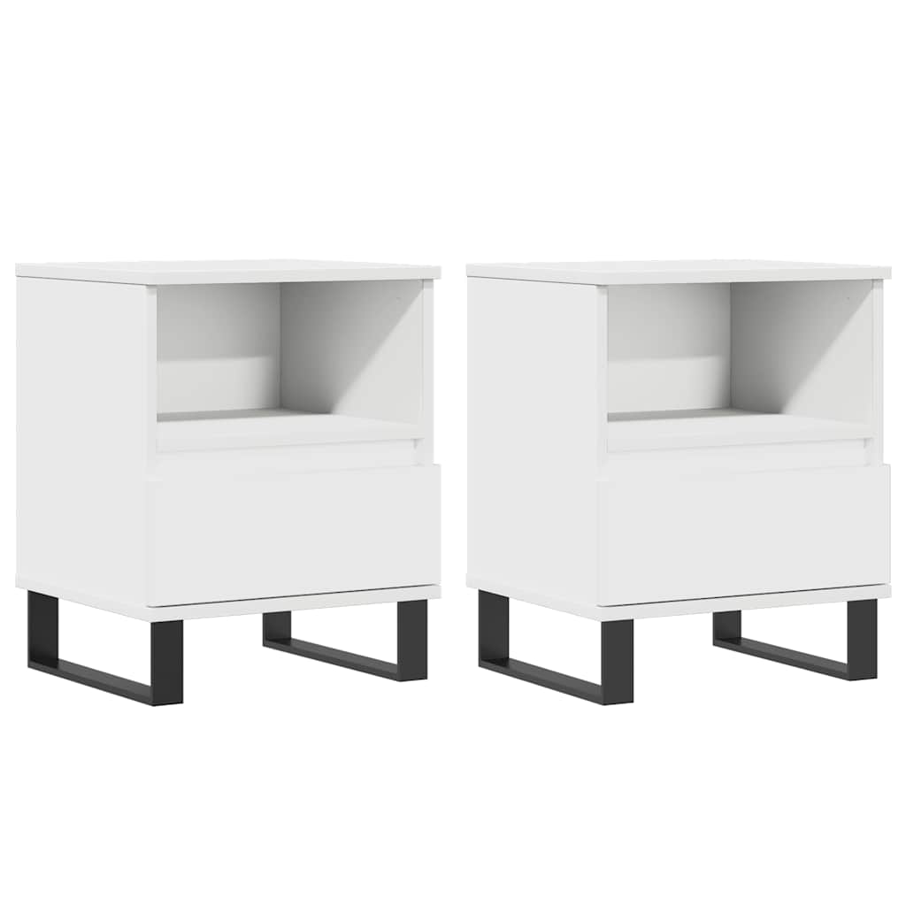 vidaXL Κομοδίνα Λευκά 2 τεμ. 40 x 35 x 50 εκ. από Επεξεργασμένο Ξύλο