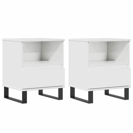 vidaXL Κομοδίνα 2 τεμ. Γυαλ. Λευκό 40 x 35 x 50 εκ. Επεξεργασμένο Ξύλο