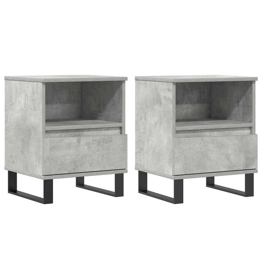 vidaXL Κομοδίνα 2 τεμ. Γκρι Σκυροδέματος 40x35x50 εκ. Επεξεργ. Ξύλο