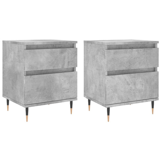 vidaXL Κομοδίνα 2 τεμ. Γκρι Σκυροδέματος 40x35x50 εκ. Επεξεργ. Ξύλο