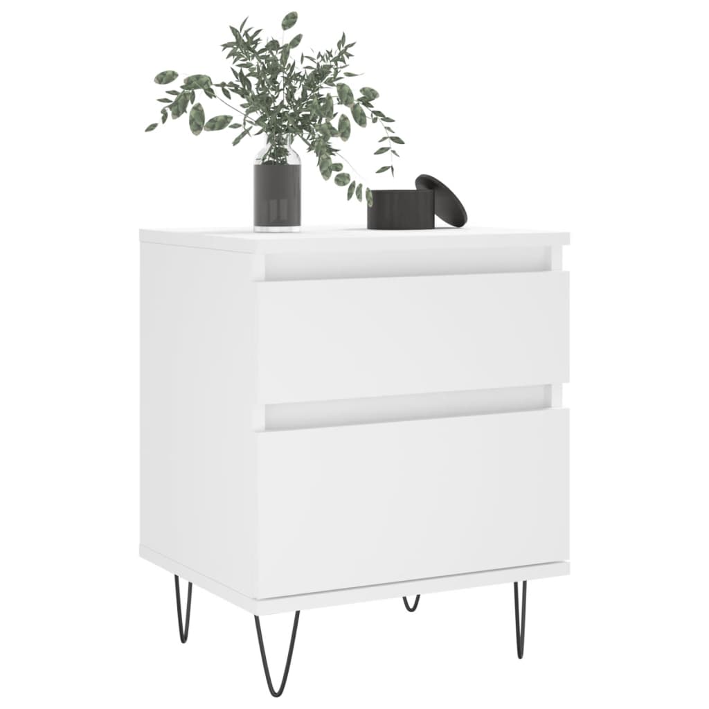 vidaXL Κομοδίνα Λευκά 2 τεμ. 40 x 35 x 50 εκ. από Επεξεργασμένο Ξύλο