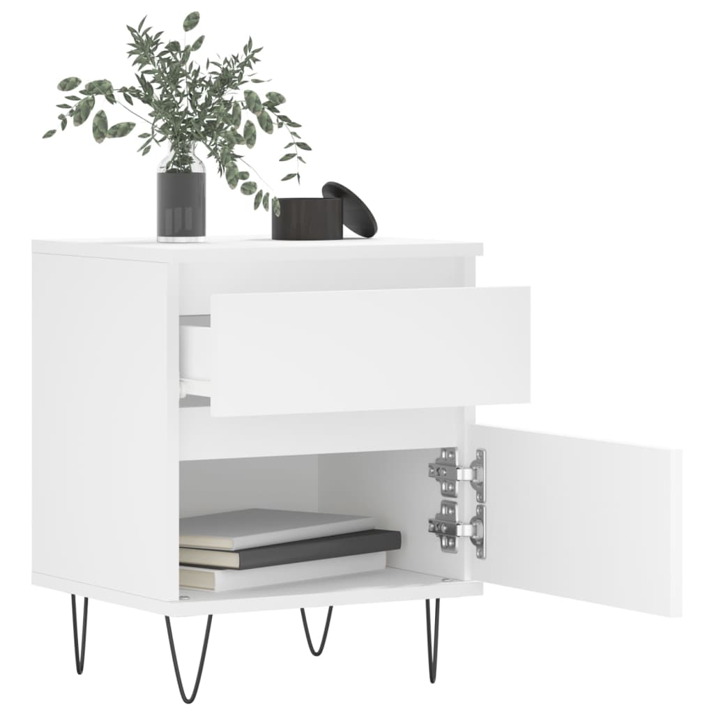 vidaXL Κομοδίνα Λευκά 2 τεμ. 40 x 35 x 50 εκ. από Επεξεργασμένο Ξύλο