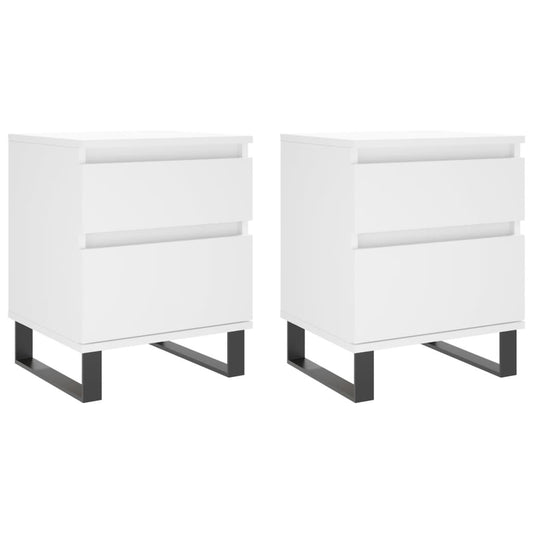 vidaXL Κομοδίνα Λευκά 2 τεμ. 40 x 35 x 50 εκ. από Επεξεργασμένο Ξύλο