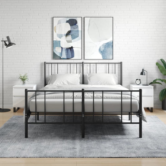 vidaXL Κομοδίνα 2 τεμ. Γυαλ. Λευκό 40 x 35 x 50 εκ. Επεξεργασμένο Ξύλο