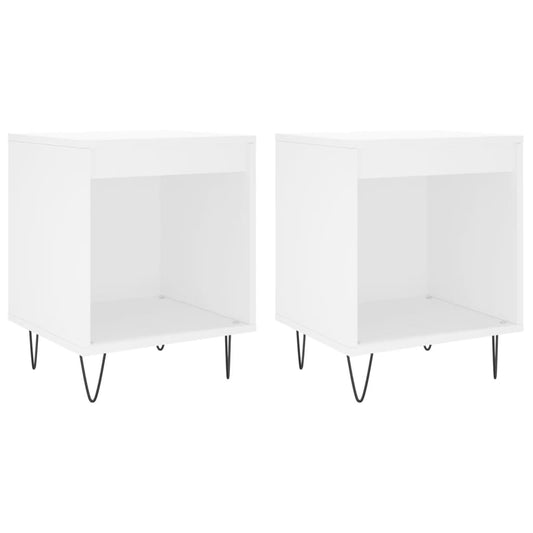 vidaXL Κομοδίνα Λευκά 2 τεμ. 40 x 35 x 50 εκ. από Επεξεργασμένο Ξύλο