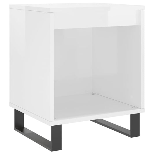 vidaXL Κομοδίνο Γυαλ. Λευκό 40 x 35 x 50 εκ. από Επεξεργασμένο Ξύλο