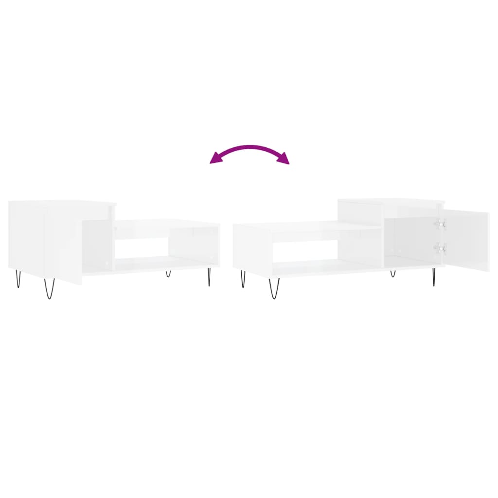 vidaXL Τραπεζάκι Σαλονιού Γυαλ. Λευκό 100x50x45 εκ. Επεξεργ. Ξύλο