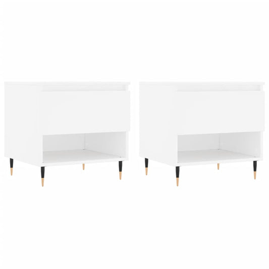 vidaXL Τραπεζάκια Σαλονιού 2 τεμ. Λευκά 50x46x50 εκ Επεξεργασμένο Ξύλο