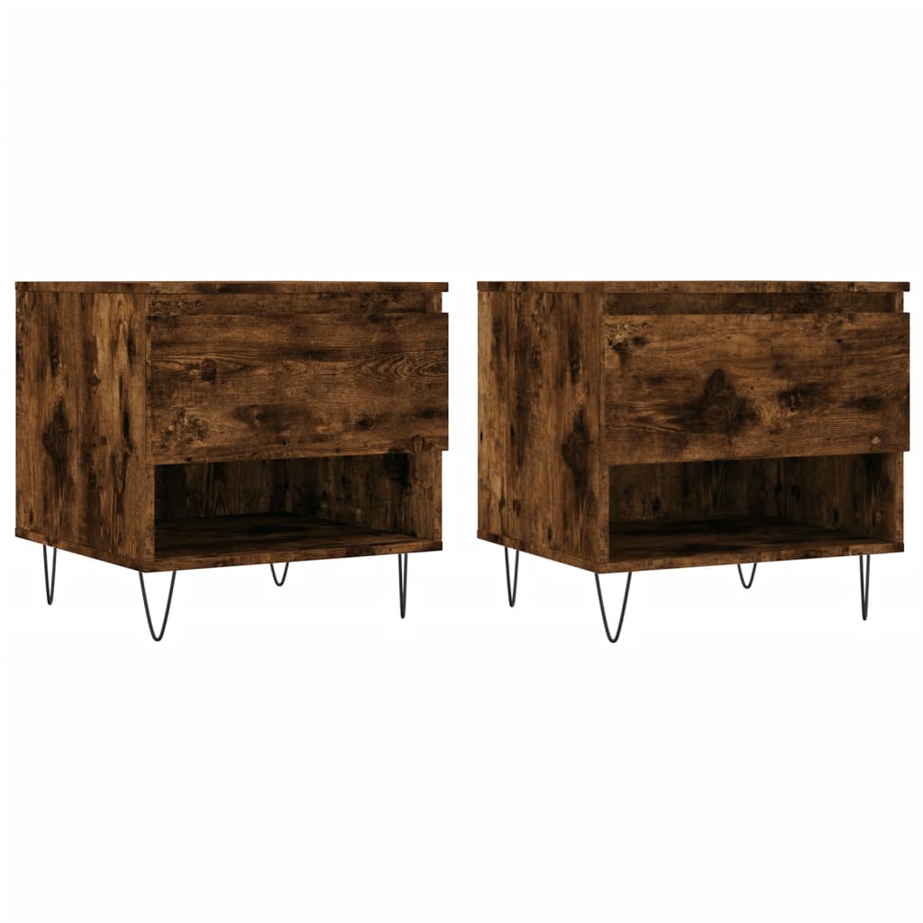 vidaXL Τραπεζάκια Σαλονιού 2 τεμ. Καπνιστή Δρυς 50x46x50 εκ Επεξ. Ξύλο