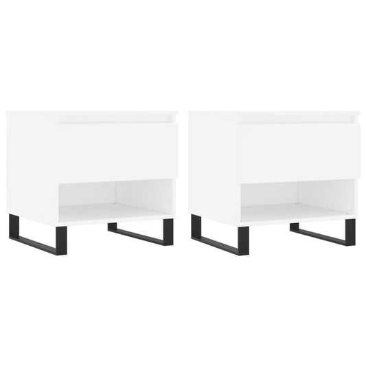 vidaXL Τραπεζάκια Σαλονιού 2 τεμ. Λευκά 50x46x50 εκ Επεξεργασμένο Ξύλο