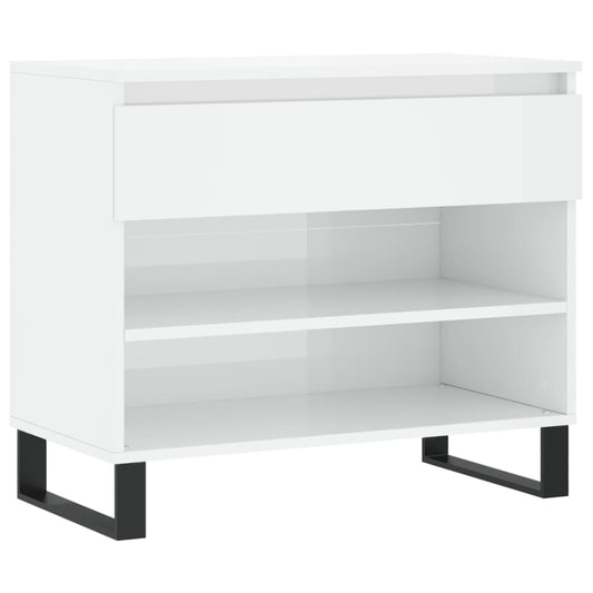 vidaXL Παπουτσοθήκη Γυαλιστερή Λευκή 70x36x60 εκ. Επεξεργασμένο Ξύλο